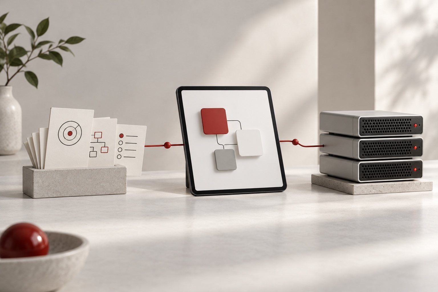 AI illustration connecting process design, applications and infrastructure